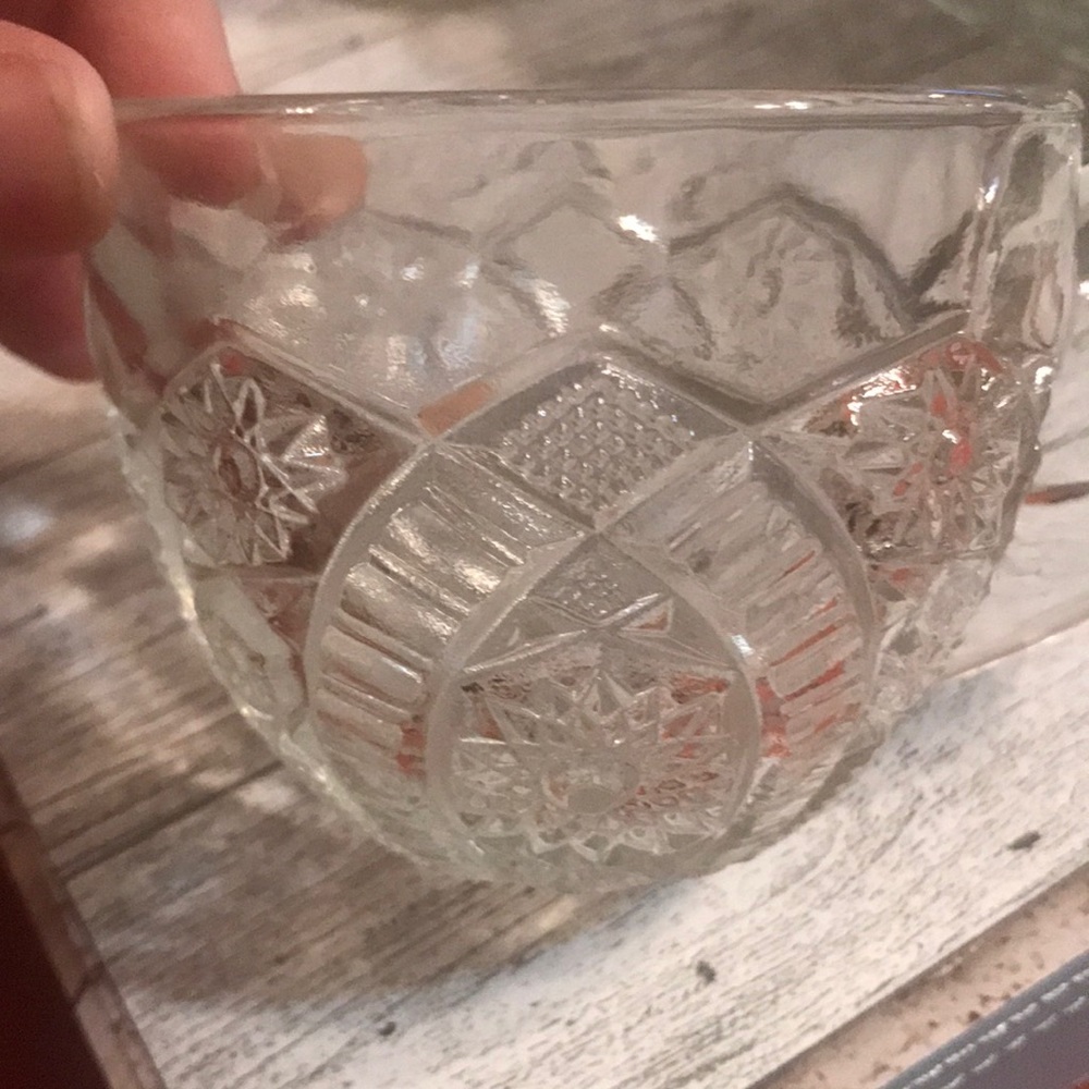 IMPERIAL DAISY PRINT OHIO INDIAN GLASS (set of 3) Punch bowl mugs